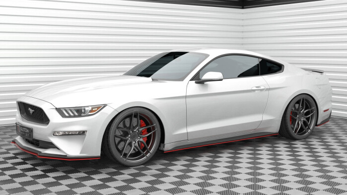 Seitenschweller Ansatz Cup Leisten V.2 passend für Ford Mustang Mk6 Facelift schwarz Hochglanz