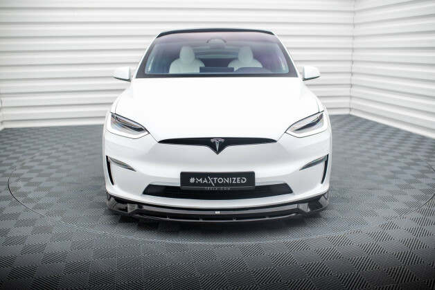 Cup Spoilerlippe Front Ansatz V.1 passend für Tesla Model X Mk1 Facelift schwarz Hochglanz
