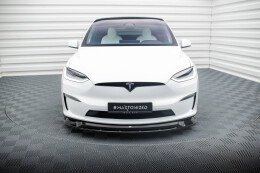 Cup Spoilerlippe Front Ansatz V.1 für Tesla Model X Mk1 Facelift schwarz Hochglanz