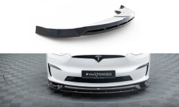 Cup Spoilerlippe Front Ansatz V.1 für Tesla Model X Mk1 FL schwarz Hochglanz