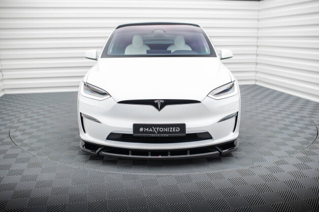 Cup Spoilerlippe Front Ansatz V.2 passend für Tesla Model X Mk1 Facelift schwarz Hochglanz
