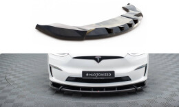 Cup Spoilerlippe Front Ansatz V.2 passend für Tesla Model X Mk1 Facelift schwarz Hochglanz