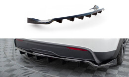 Mittlerer Cup Diffusor Heck Ansatz DTM Look passend für Tesla Model X Mk1 Facelift schwarz Hochglanz