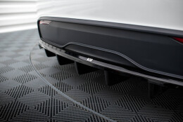 Mittlerer Cup Diffusor Heck Ansatz DTM Look passend für Tesla Model X Mk1 Facelift schwarz Hochglanz