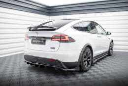 Mittlerer Cup Diffusor Heck Ansatz DTM Look passend für Tesla Model X Mk1 Facelift schwarz Hochglanz