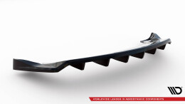 Mittlerer Cup Diffusor Heck Ansatz DTM Look passend für Tesla Model X Mk1 Facelift schwarz Hochglanz