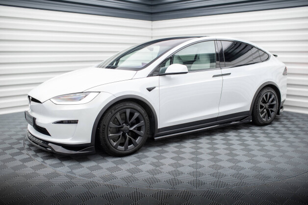 Street+ Seitenschweller Leisten passend für Tesla Model X Mk1 FL schwarz Hochglanz