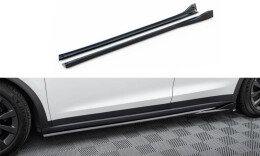 Seitenschweller Ansatz Cup Leisten passend für Tesla Model X Mk1 Facelift schwarz Hochglanz