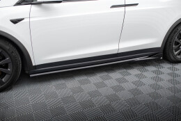 Seitenschweller Ansatz Cup Leisten passend für Tesla Model X Mk1 Facelift schwarz Hochglanz