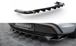 Mittlerer Cup Diffusor Heck Ansatz DTM Look passend für Porsche Taycan / Taycan 4 / Taycan 4S / Taycan GTS Mk1 schwarz Hochglanz
