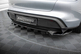 Mittlerer Cup Diffusor Heck Ansatz DTM Look passend für Porsche Taycan / Taycan 4 / Taycan 4S / Taycan GTS Mk1 schwarz Hochglanz