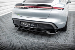 Mittlerer Cup Diffusor Heck Ansatz DTM Look passend für Porsche Taycan / Taycan 4 / Taycan 4S / Taycan GTS Mk1 schwarz Hochglanz