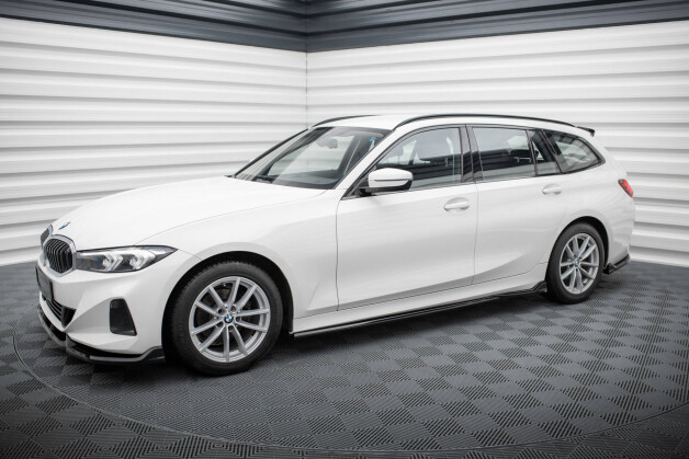 Seitenschweller Ansatz Cup Leisten passend für BMW 3er Limousine / Touring G20 / G21 Facelift schwarz Hochglanz