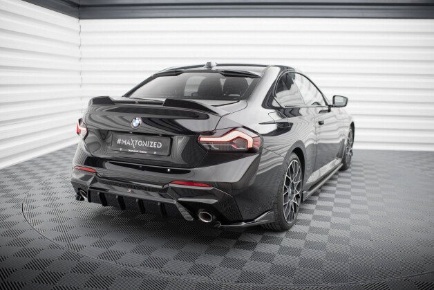Heck Ansatz Flaps Diffusor V.4 passend für BMW 2 G42 schwarz Hochglanz