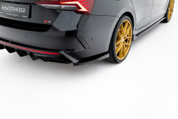 Heck Ansatz Flaps Diffusor V.4 passend für Skoda Octavia RS Liftback / Combi Mk4 Facelift schwarz Hochglanz