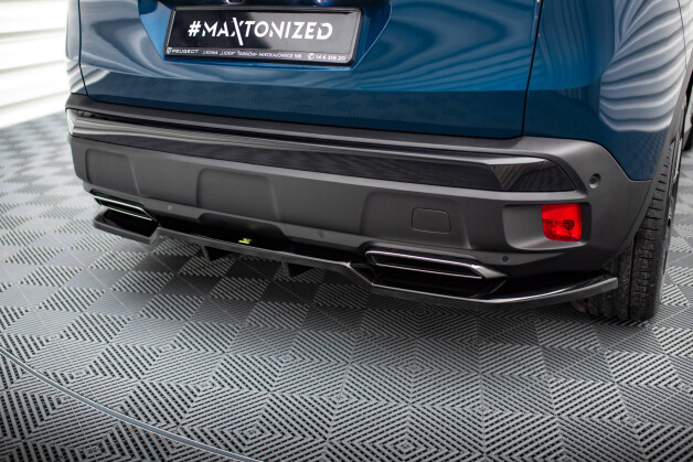 Mittlerer Cup Diffusor Heck Ansatz DTM Look passend für Peugeot 3008 GT-Line Mk2 Facelift schwarz Hochglanz