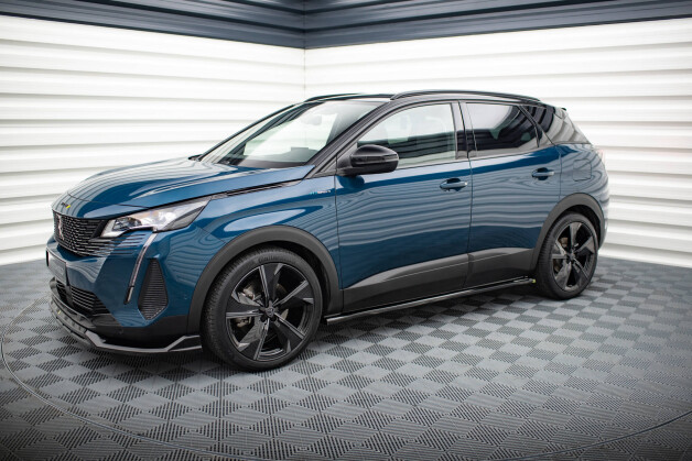 Seitenschweller Ansatz Cup Leisten passend für Peugeot 3008 GT-Line Mk2 Facelift schwarz Hochglanz