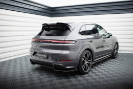 Mittlerer Cup Diffusor Heck Ansatz passend für Porsche Cayenne SUV / Coupe Mk3 Facelift schwarz Hochglanz