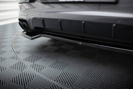 Mittlerer Cup Diffusor Heck Ansatz passend für Porsche Cayenne SUV / Coupe Mk3 Facelift schwarz Hochglanz