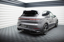 Mittlerer Cup Diffusor Heck Ansatz passend für Porsche Cayenne SUV / Coupe Mk3 Facelift schwarz Hochglanz
