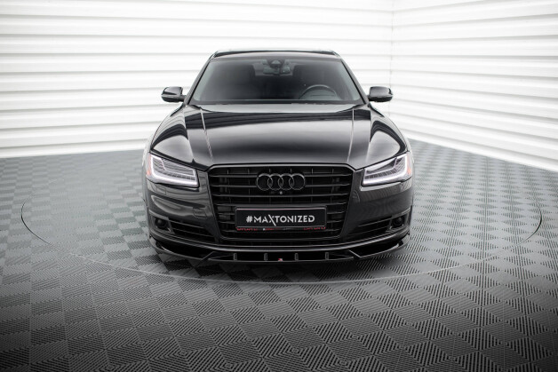 Cup Spoilerlippe Front Ansatz passend für Audi A8 D4 Facelift schwarz Hochglanz