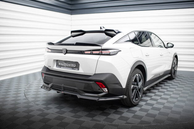 Unterer Heck Spoiler Aufsatz Abrisskante 3D passend für Peugeot 408 Mk1 schwarz Hochglanz
