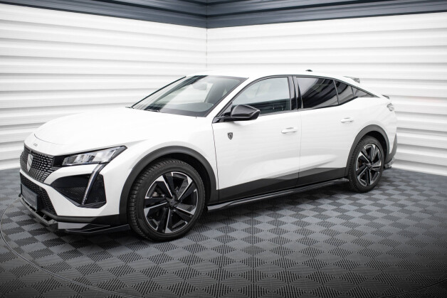 Seitenschweller Ansatz Cup Leisten passend für Peugeot 408 Mk1 schwarz Hochglanz