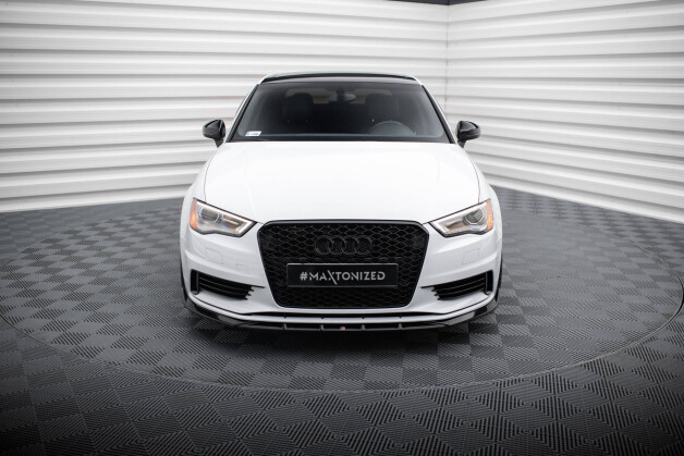 Cup Spoilerlippe Front Ansatz V.1 passend für Audi A3 Limousine 8V schwarz Hochglanz