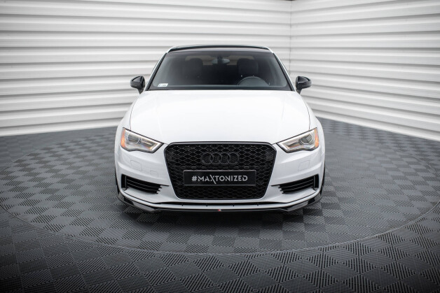 Cup Spoilerlippe Front Ansatz V.2 passend für Audi A3 Limousine 8V schwarz Hochglanz