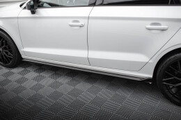 Seitenschweller Ansatz Cup Leisten für Audi A3 Limousine 8V schwarz Hochglanz