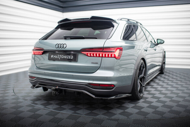 Mittlerer Cup Diffusor Heck Ansatz DTM Look passend für Audi A6 Allroad C8 schwarz Hochglanz