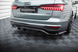 Mittlerer Cup Diffusor Heck Ansatz DTM Look passend für Audi A6 Allroad C8 schwarz Hochglanz