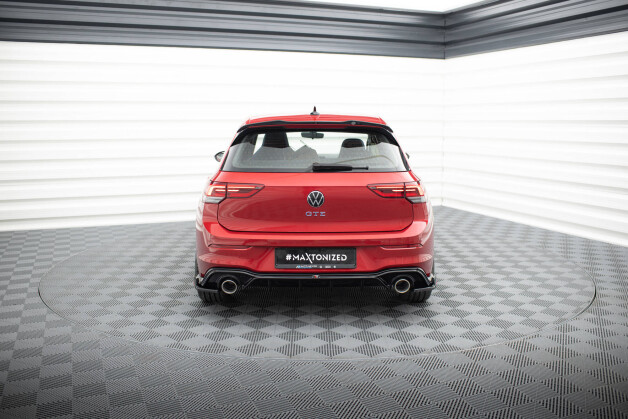 Heck Ansatz Diffusor + Endrohre schwarz passend für VW Golf GTE / R-Line Mk8 / Mk8 FL schwarz Hochglanz