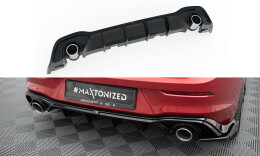Heck Ansatz Diffusor + Endrohre schwarz passend für VW Golf GTE / R-Line Mk8 / Mk8 FL schwarz Hochglanz