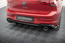 Heck Ansatz Diffusor + Endrohre schwarz passend für VW Golf GTE / R-Line Mk8 / Mk8 FL schwarz Hochglanz