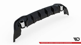 Heck Ansatz Diffusor + Endrohre schwarz passend für VW Golf GTE / R-Line Mk8 / Mk8 FL schwarz Hochglanz
