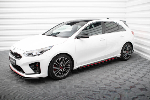 Street Pro Seitenschweller Ansatz Cup Leisten passend für Kia Ceed GT Mk3 / Proceed Mk1 rot