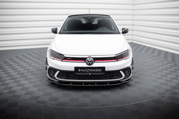 Cup Spoilerlippe Front Ansatz V.1 passend für VW Polo GTI Mk6 Facelift schwarz Hochglanz