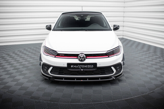 Cup Spoilerlippe Front Ansatz V.2 für VW Polo GTI Mk6 FL schwarz Hochglanz