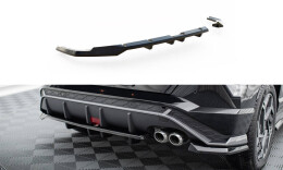 Mittlerer Cup Diffusor Heck Ansatz DTM Look passend für Hyundai Kona N-Line Mk2 schwarz Hochglanz