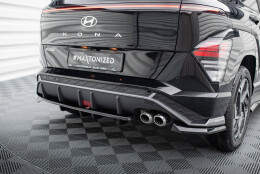 Mittlerer Cup Diffusor Heck Ansatz DTM Look passend für Hyundai Kona N-Line Mk2 schwarz Hochglanz