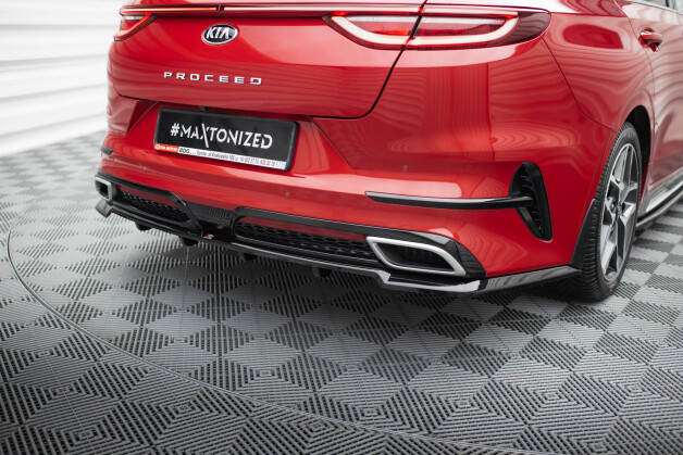 Mittlerer Cup Diffusor Heck Ansatz DTM Look passend für Kia ProCeed GT-Line Mk1 schwarz Hochglanz