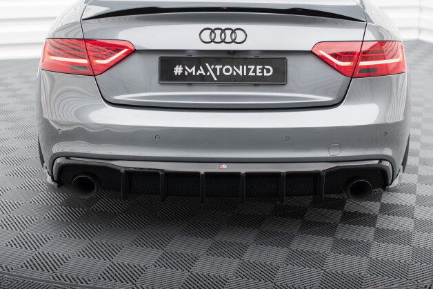 Heck Ansatz Diffusor passend für Audi A5 S-Line Coupe / Sportback 8T Facelift (Einzelauspuff li. re.) schwarz Hochglanz