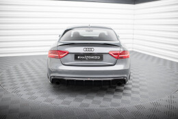 Heck Ansatz Diffusor passend für Audi A5 S-Line Coupe / Sportback 8T Facelift (Einzelauspuff li. re.) schwarz Hochglanz
