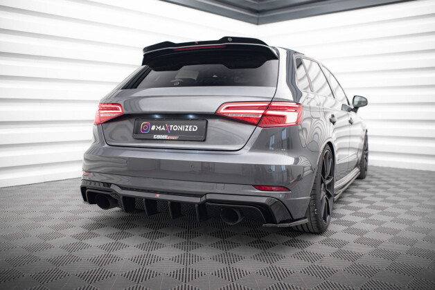 Heck Ansatz Diffusor passend für Audi A3 S-Line Sportback 8V Facelift (Einzelauspuff li. re.) schwarz Hochglanz
