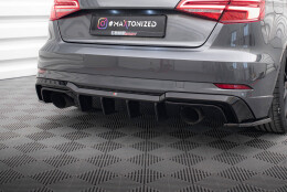 Heck Ansatz Diffusor passend für Audi A3 S-Line Sportback 8V Facelift (Einzelauspuff li. re.) schwarz Hochglanz