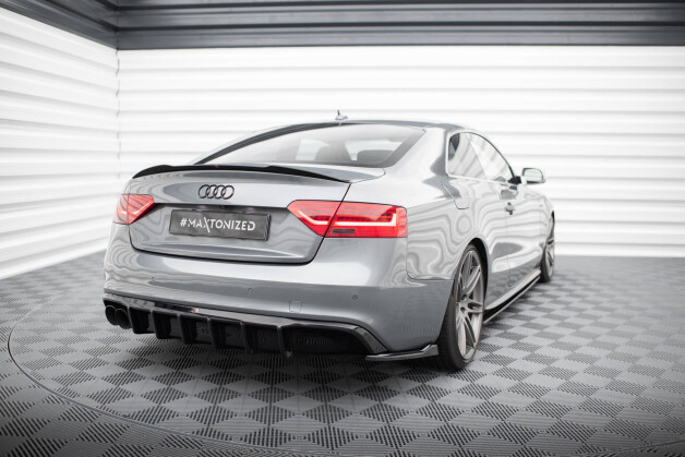 Heck Ansatz Diffusor passend für Audi A5 S-Line Coupe / Sportback 8T Facelift (Doppelauspuff li.) schwarz Hochglanz