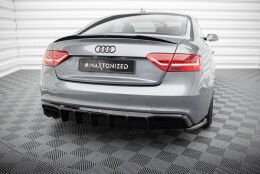 Heck Ansatz Diffusor passend für Audi A5 S-Line Coupe / Sportback 8T Facelift (Doppelauspuff li.) schwarz Hochglanz