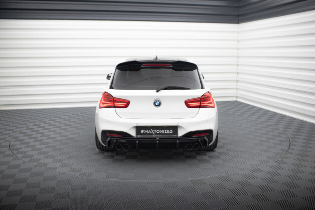 Heck Ansatz Diffusor V.3 passend für BMW 1er M-Paket / M140i F20 Facelift (Doppelauspuff li. re.) schwarz Hochglanz