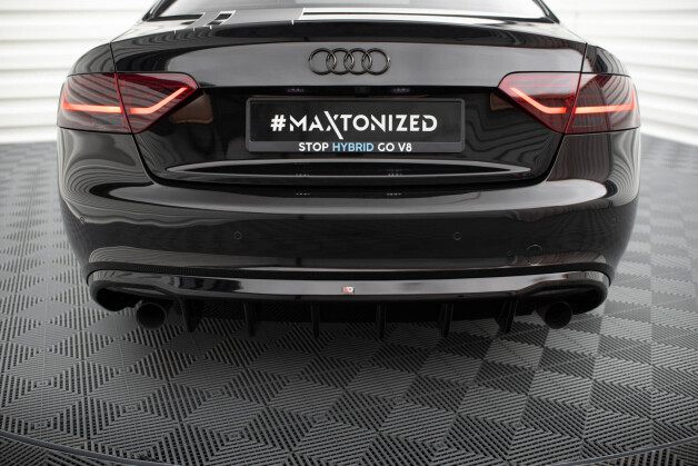 Heck Ansatz Diffusor passend für Audi A5 Coupe / Cabrio S-Line 8T (Einzelauspuff li. re.) schwarz Hochglanz